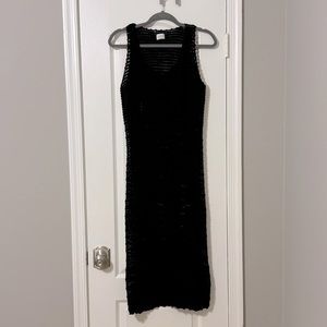 Aritzia Wilfred Ephron Cotton Crochet Midi Dress in Black Sz Small